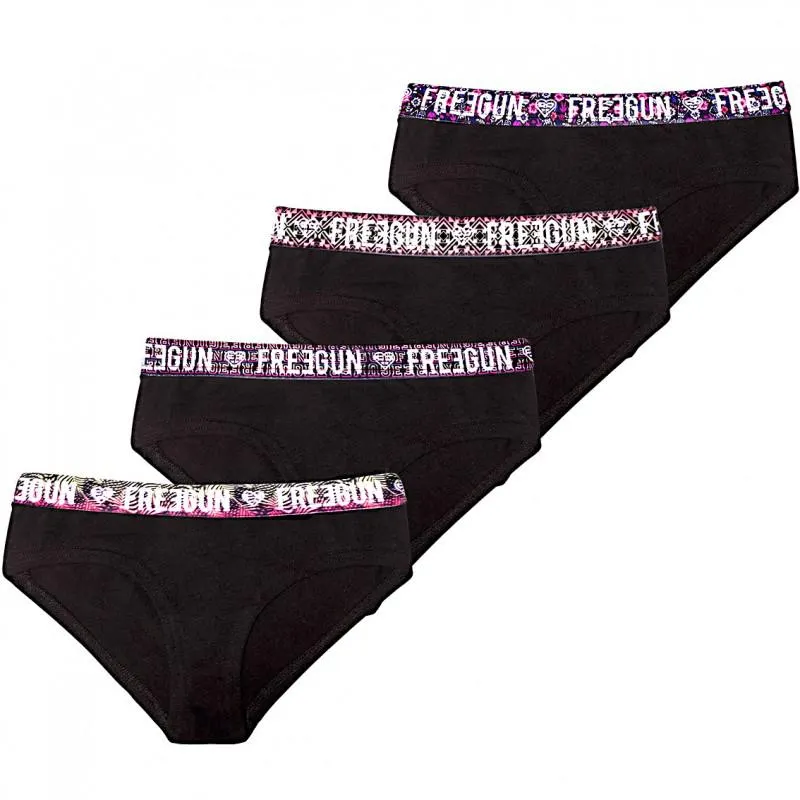 Lot de 4 culottes Freegun coton fille Uni