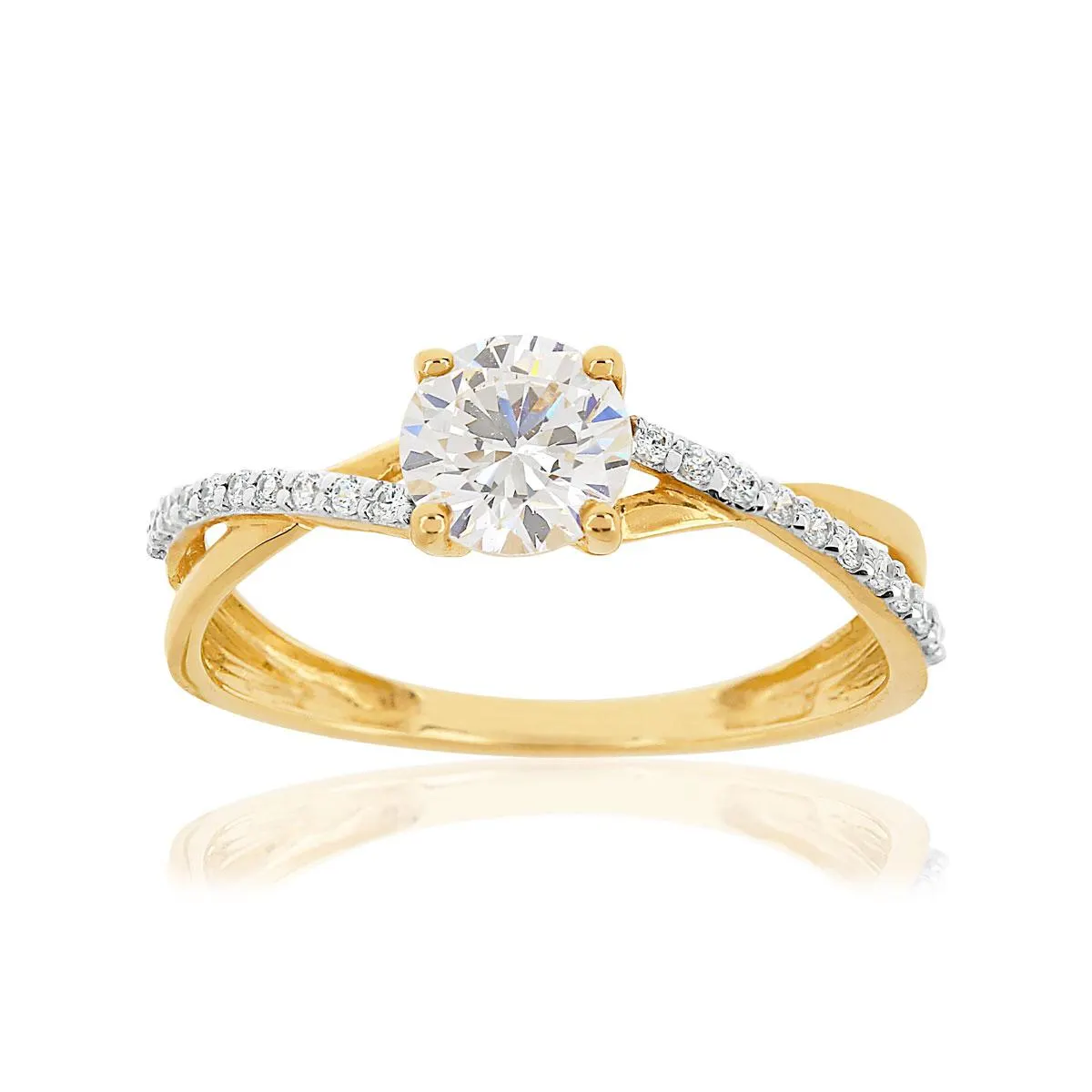 Bague or 375 2 tons zirconias