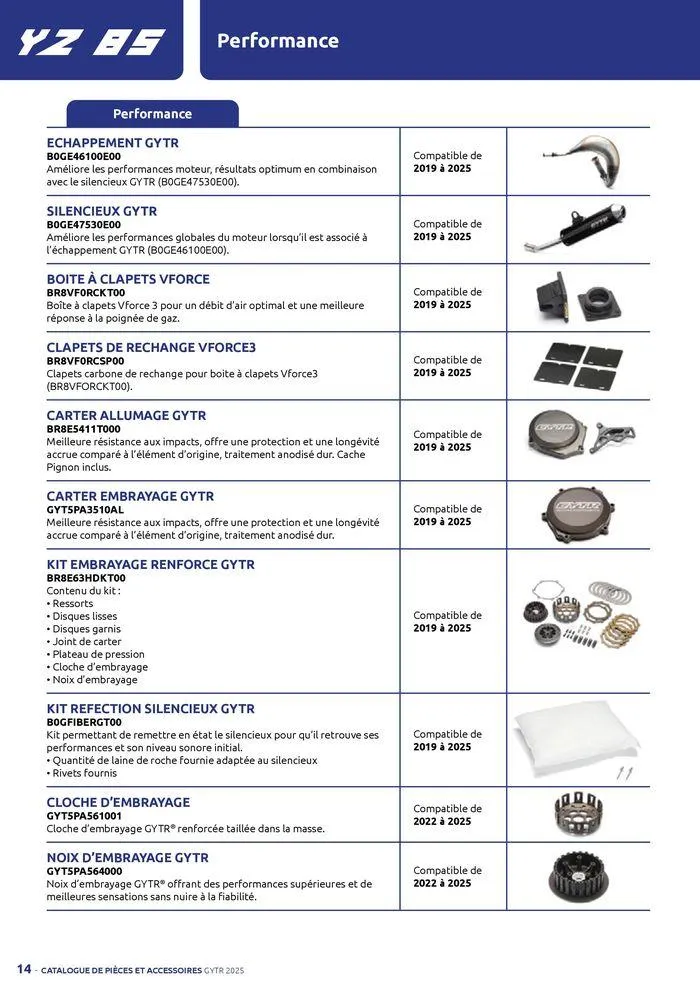 Catalogue Yamaha Motos - Accessoires GYTR Off Road du 23 septembre au 30 avril 2025 - Catalogue page 14