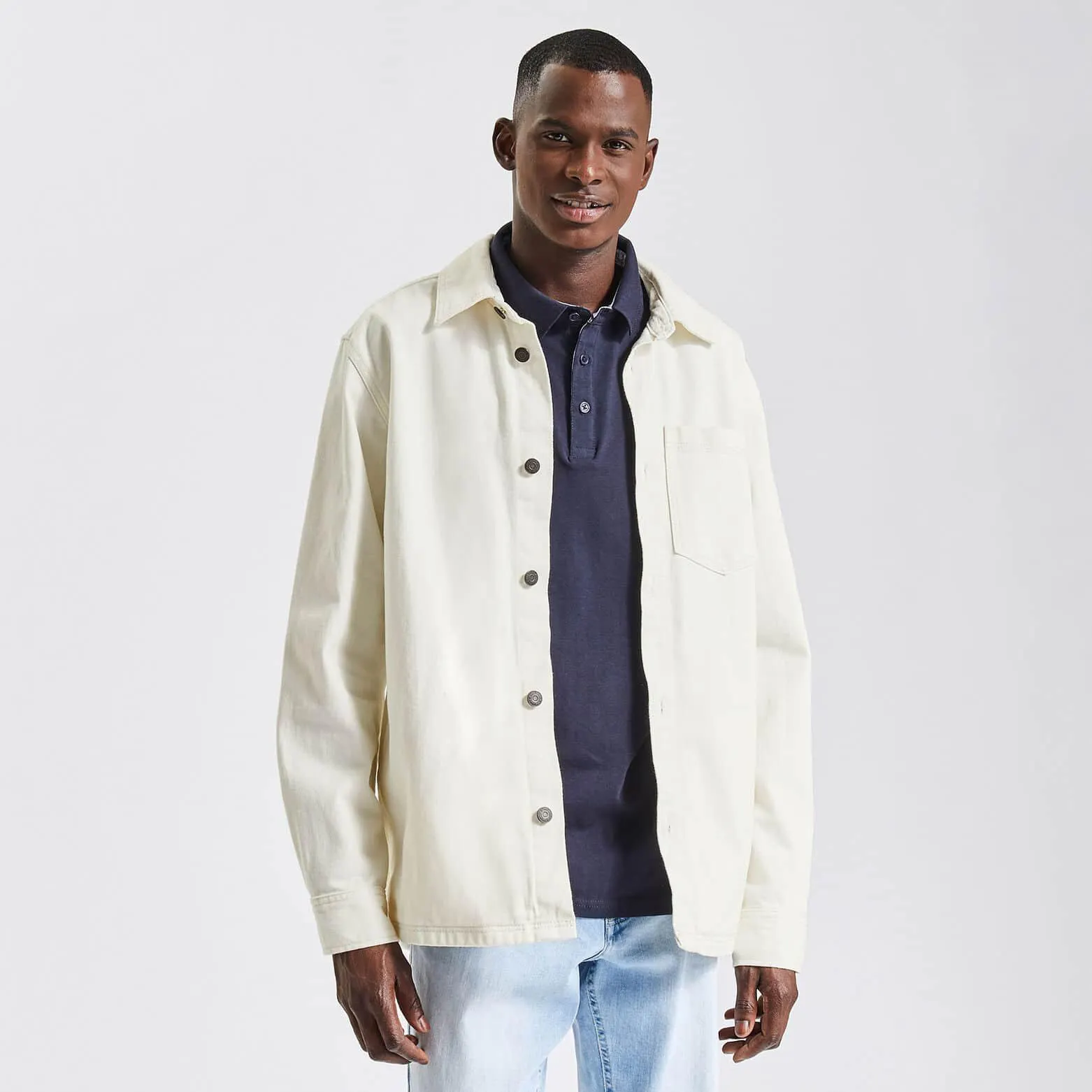 Surchemise regular unie coton recyclé - Ecru