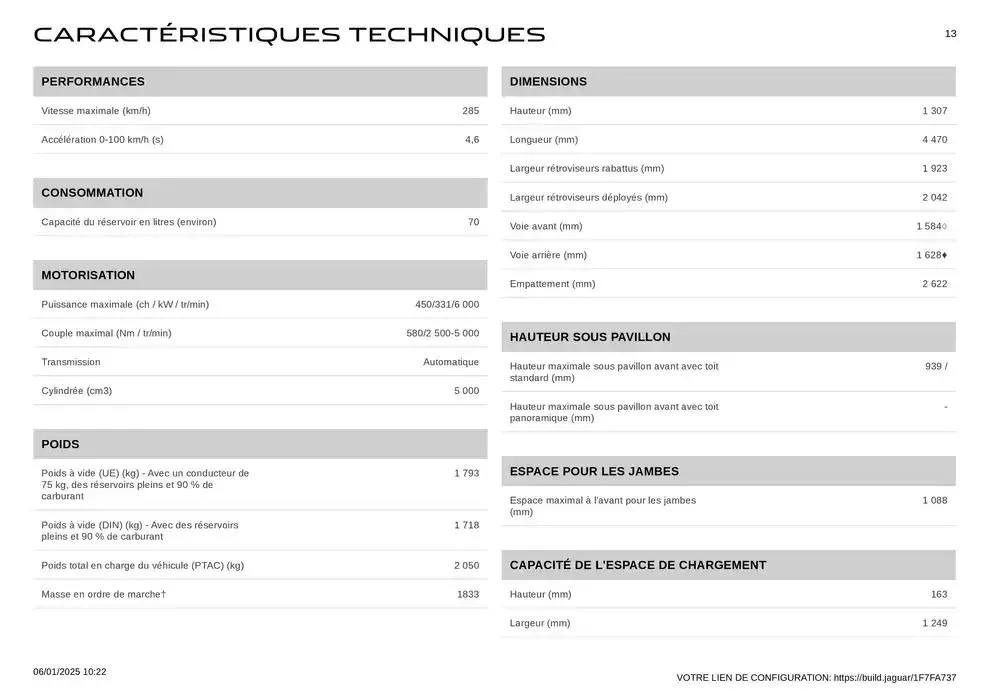 JAGUAR F-TYPE du 6 janvier au 31 décembre 2025 - Catalogue page 13