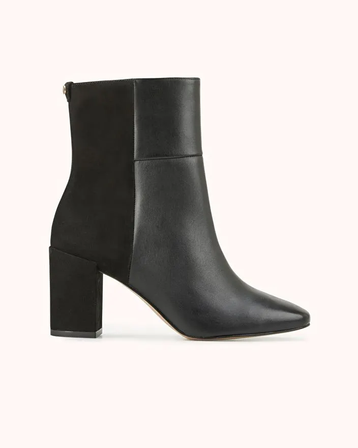 BOTTINE A TALON ROSAS en nubuck bi-matière noir
