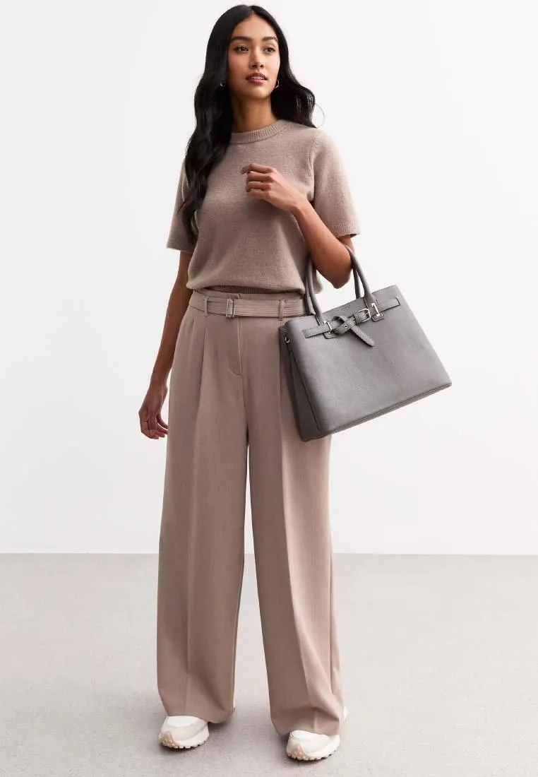 WIDE LEG - Pantalones - mink