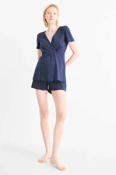 Short nursing pyjamas - polka dot