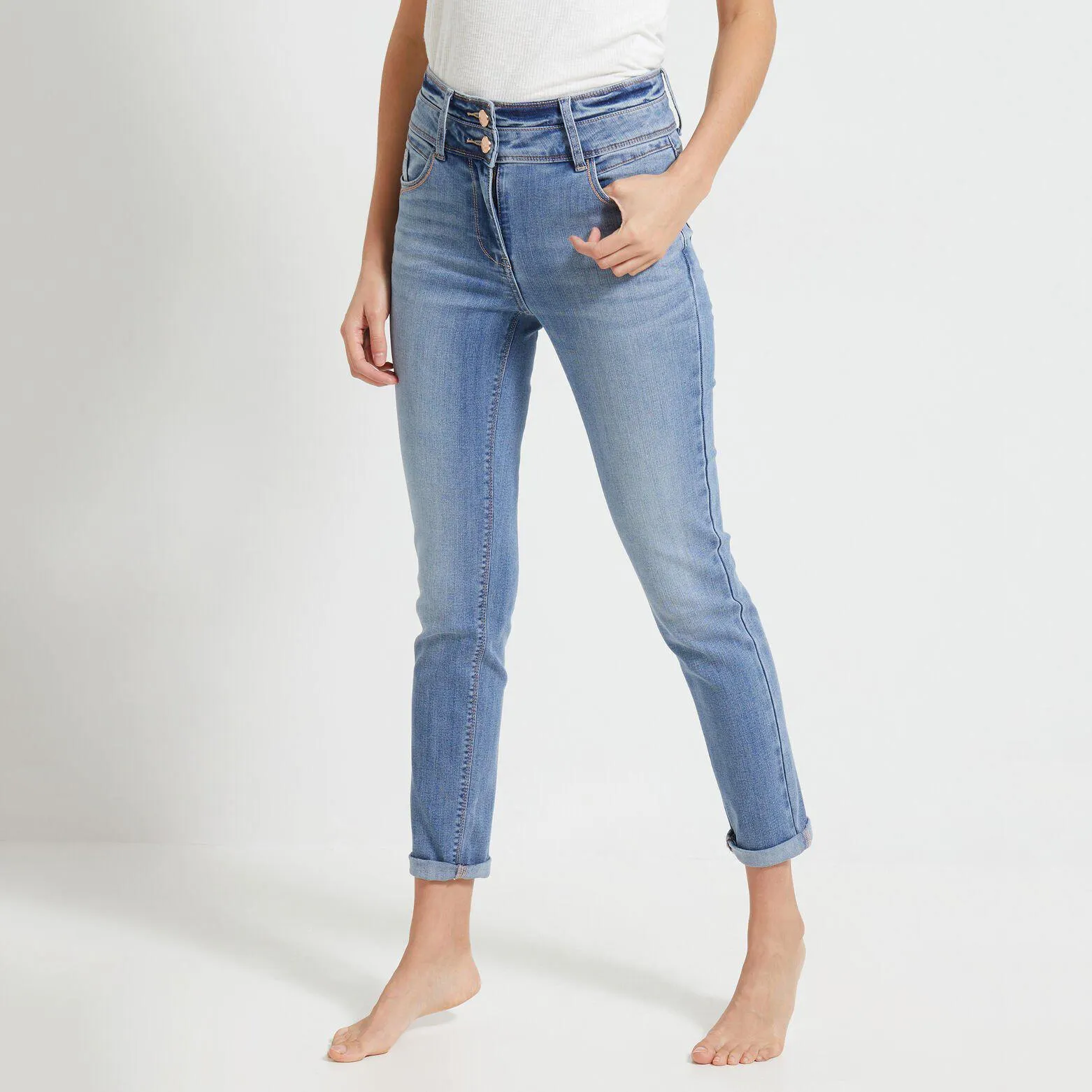 Jean raccourci taille haute HANOI femme