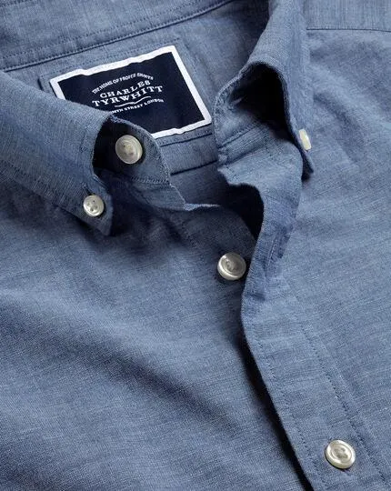 Button-Down Collar Chambray Shirt - Indigo Blue