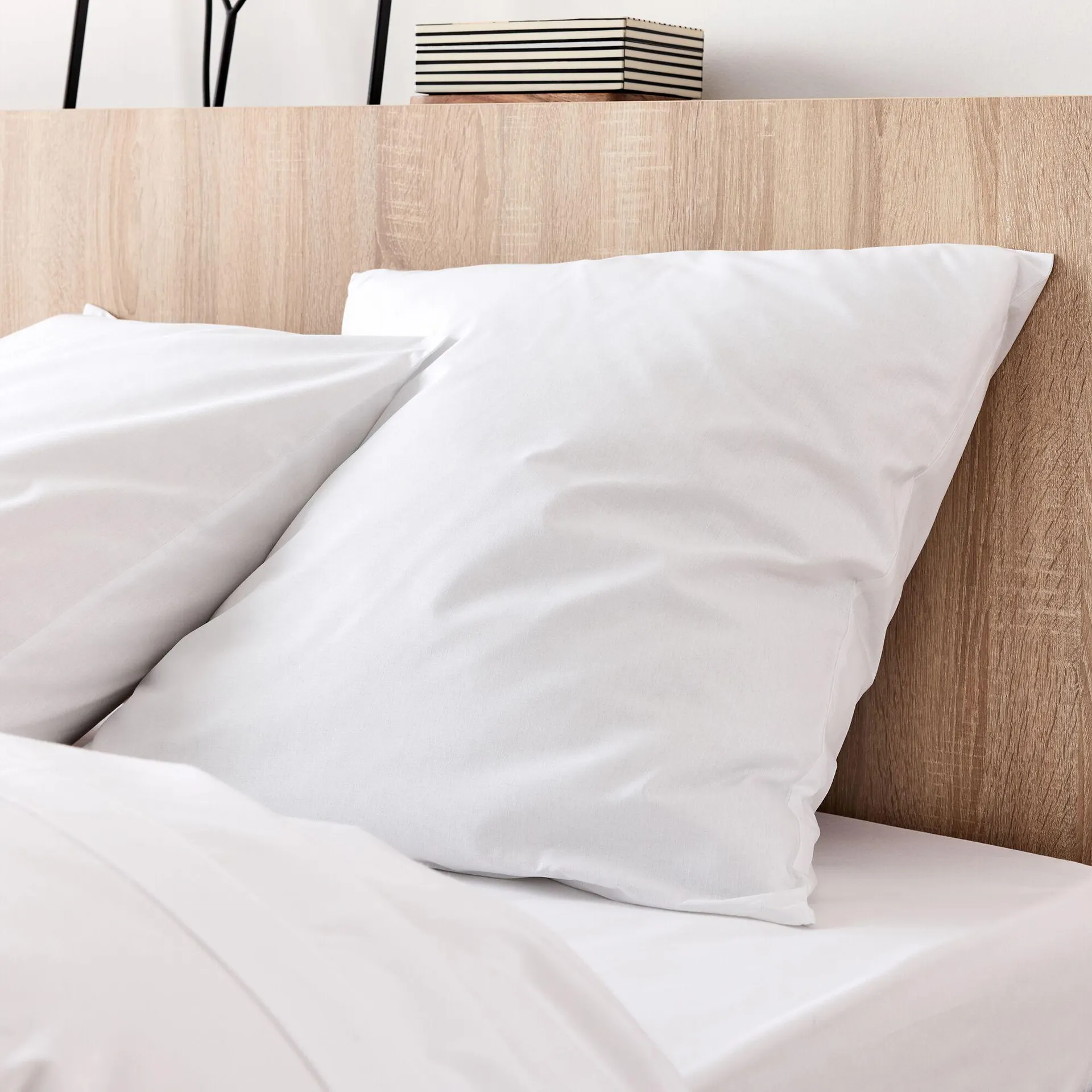 Lot de 2 taies oreiller en coton - blanc 65x65cm