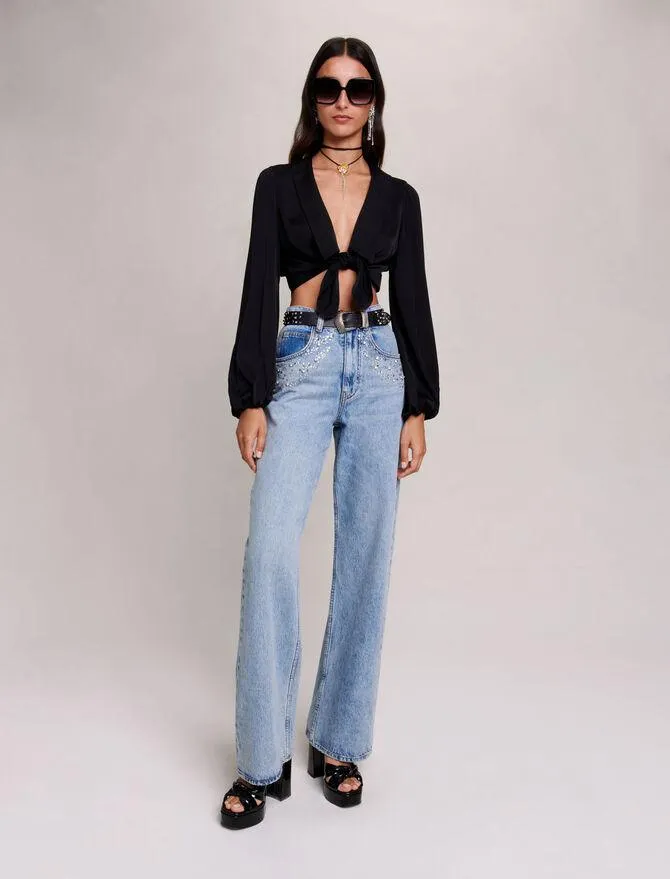 Top en dentelle semi-transparent