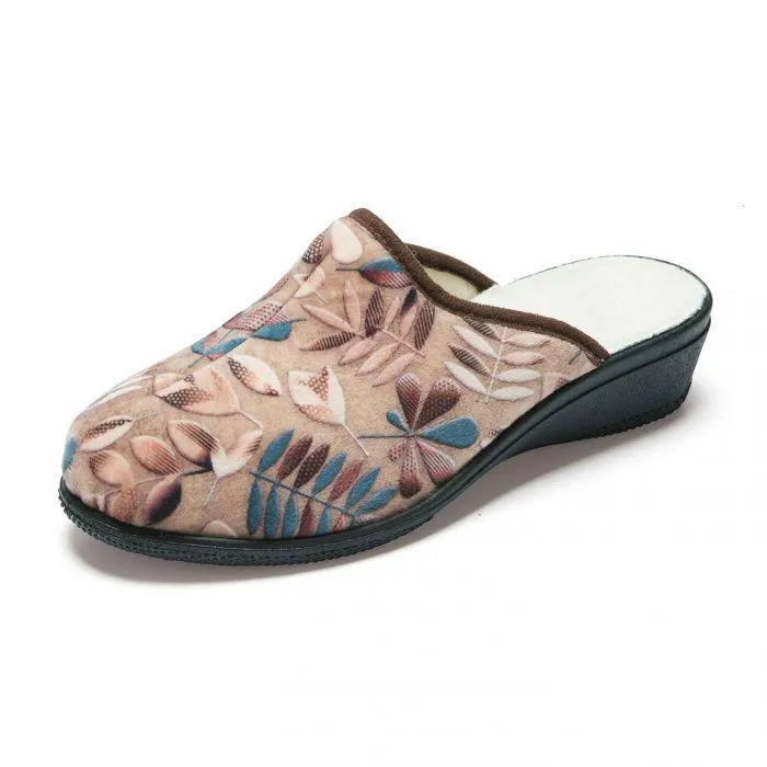 Mules en velours imprimé