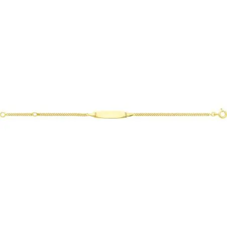 Gourmette bébé identité à graver Carador plaque rectangle en or jaune 750/000