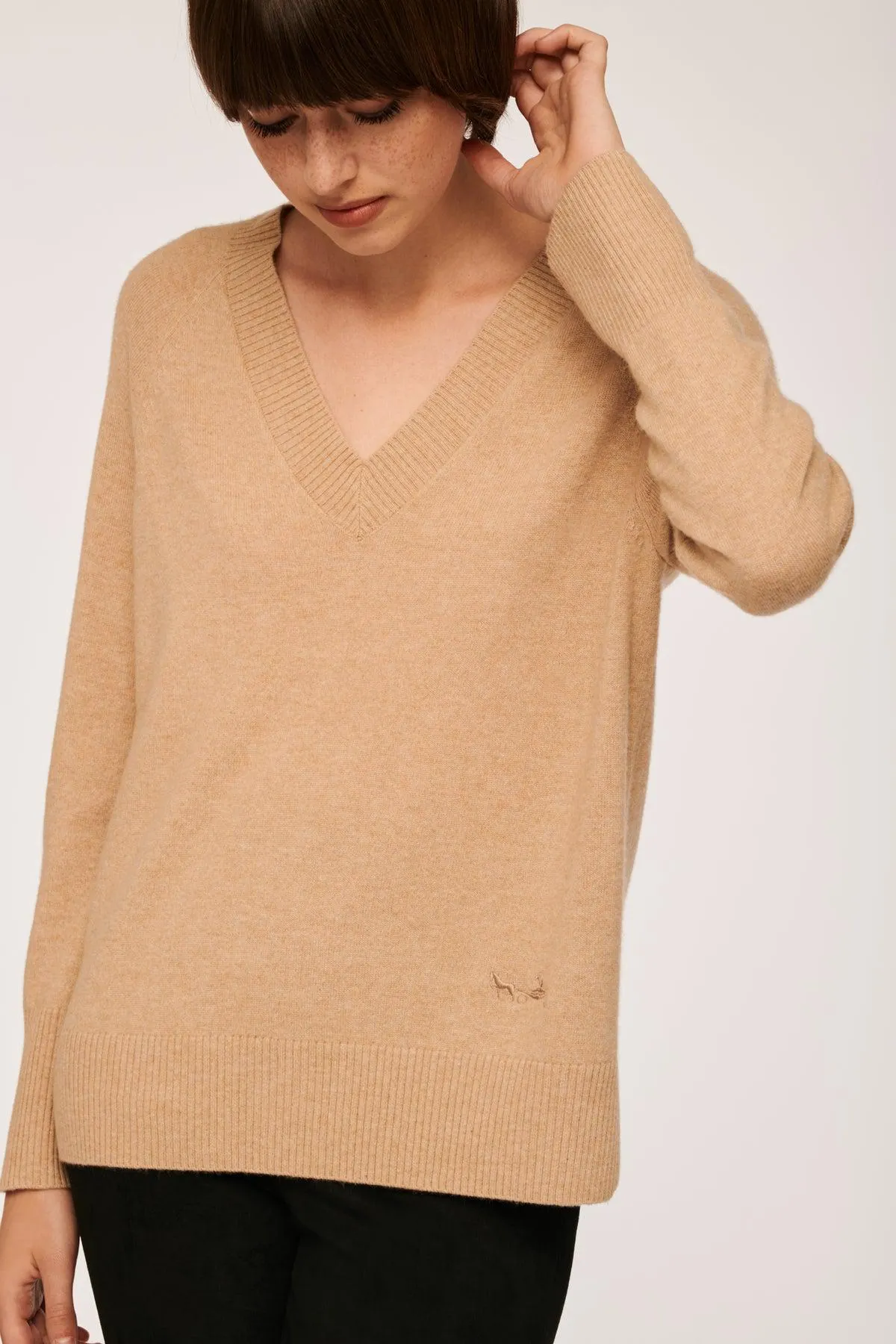 Pull col v en cachemire