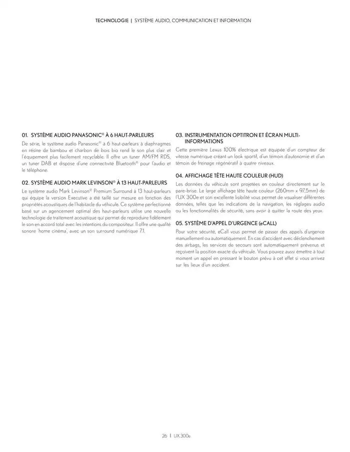 Lexus NOUVEL UX 300e du 27 mars au 27 mars 2026 - Catalogue page 26