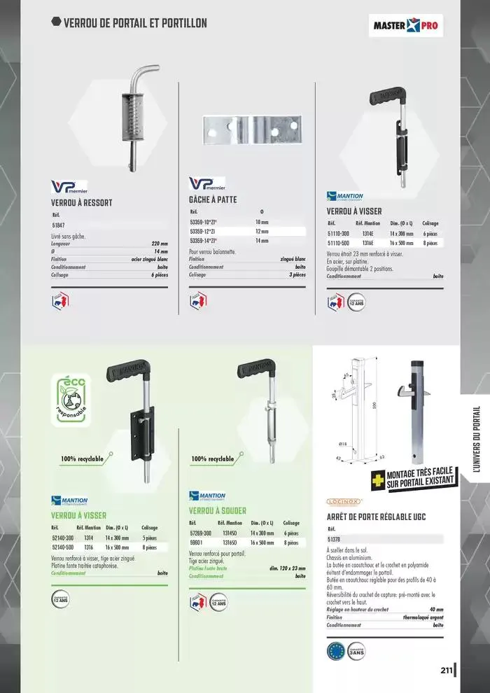 Guide Quincaillerie Serrurerie 2025 - 2026 du 1 avril au 1 avril 2026 - Catalogue page 213
