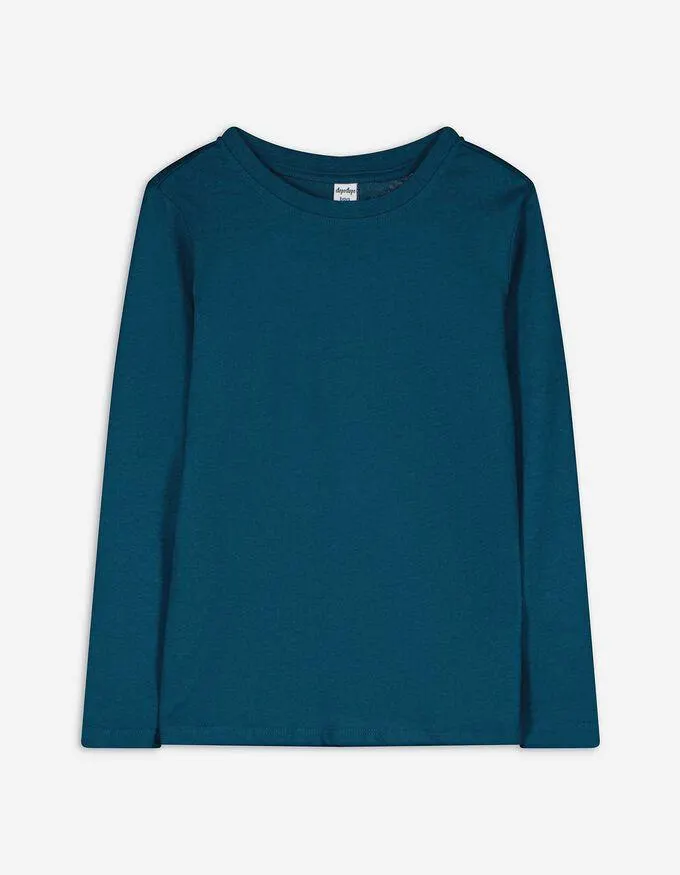 Tričko s dlouhým rukávem - Bavlna - tmave modra