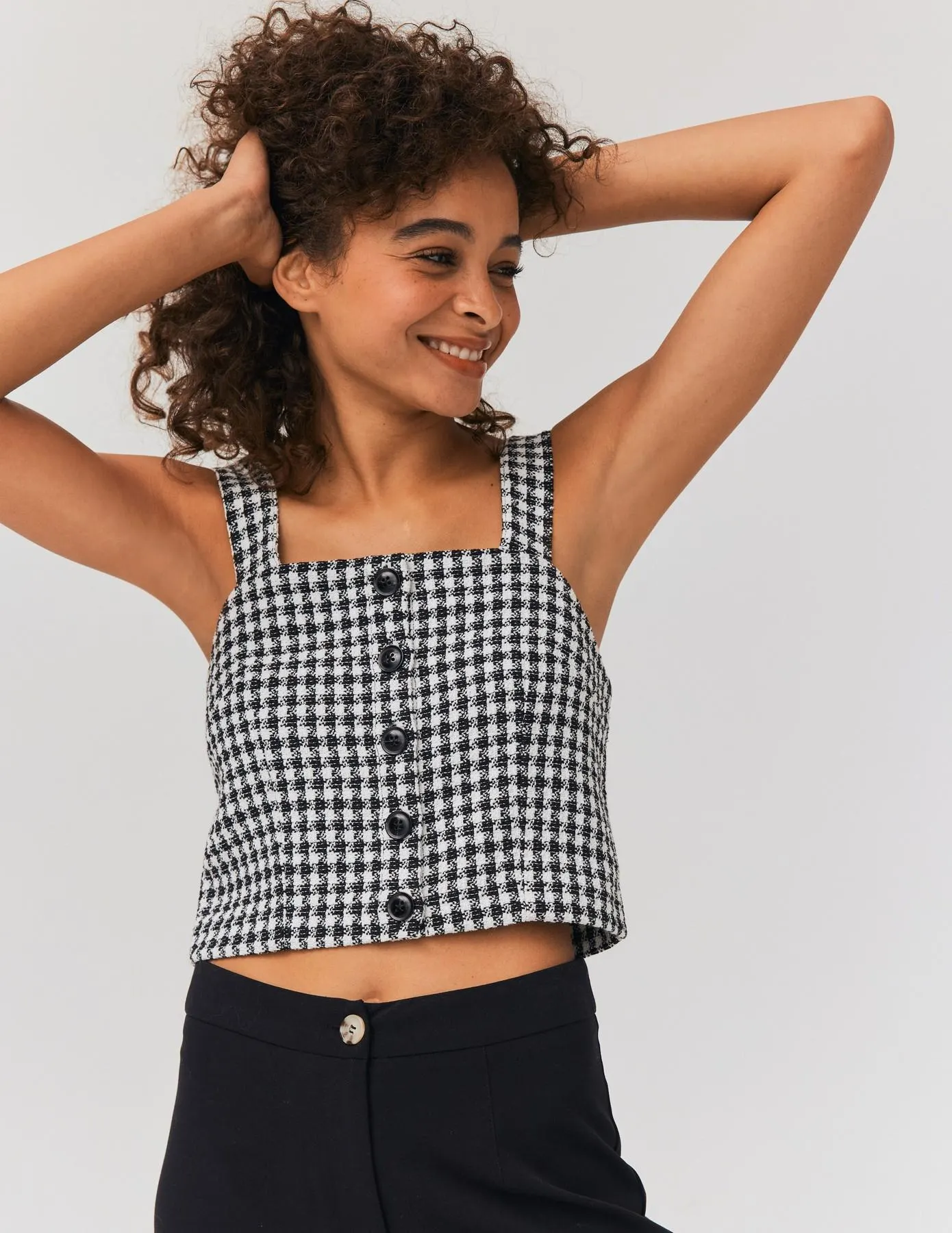 Top bustier en tweed - Noir