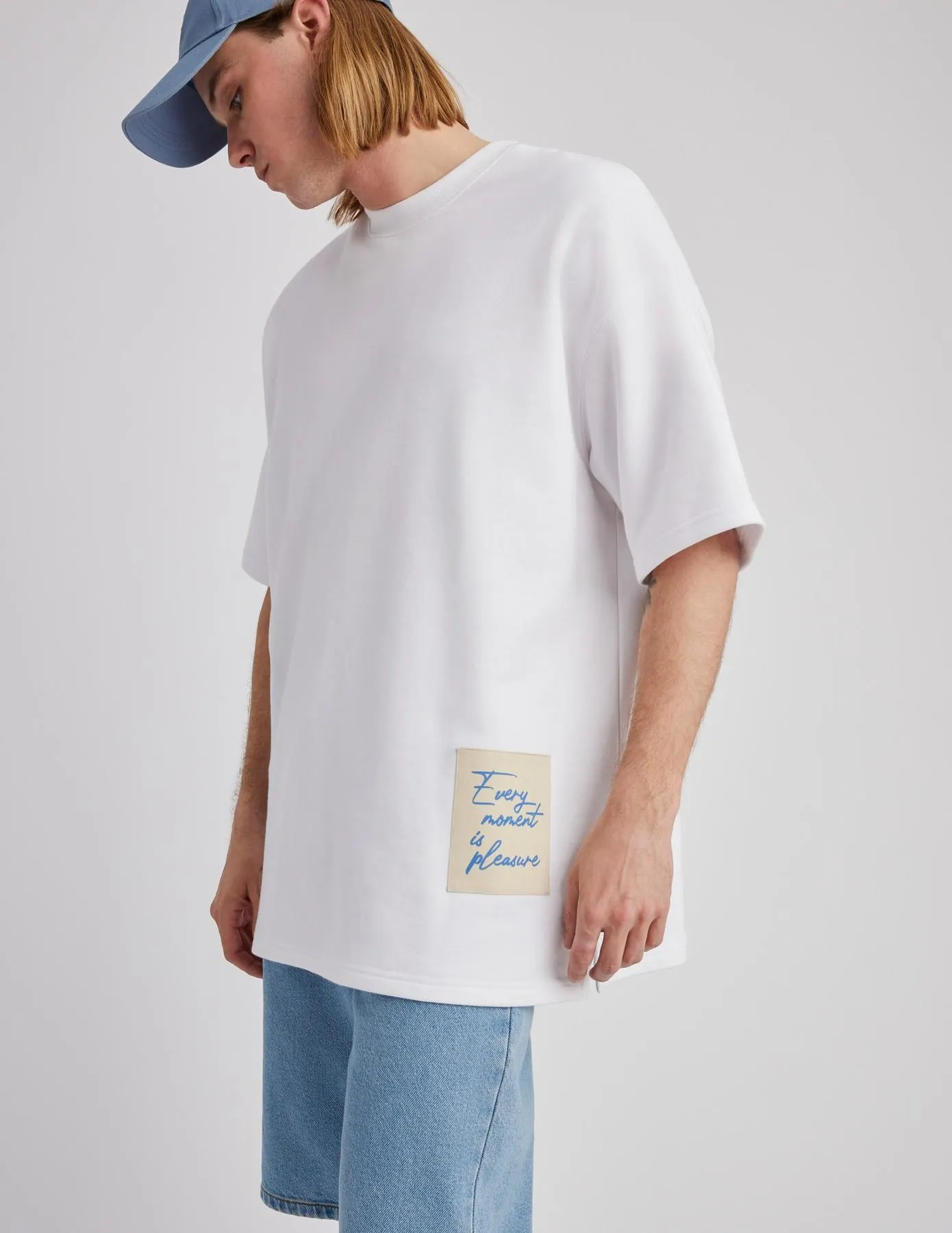 Sweatshirt manches courtes brodé - Blanc