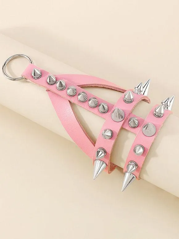 Bracelet en Simili Cuir Orné de Rivets Style Punk Gothique