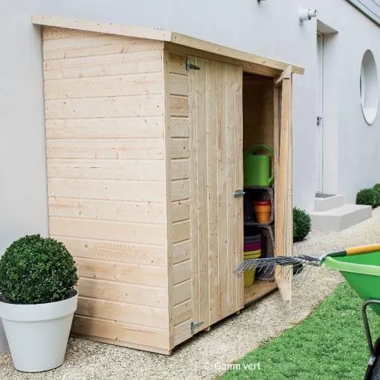 Remise adossée bois 1800 litres 1,3m² Décor et Jardin