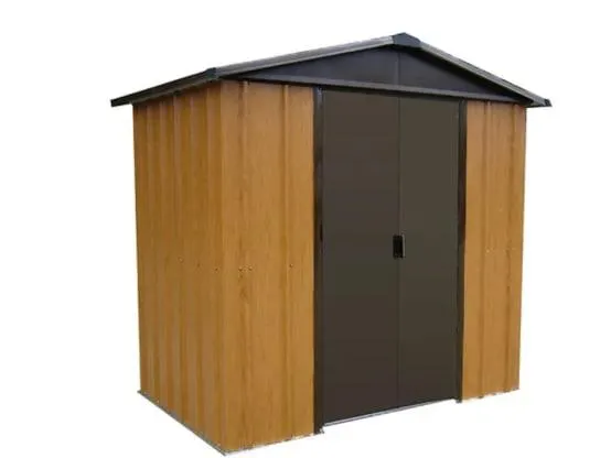 Abri de Jardin Métal Marron Aspect Bois 202 x 137 x 189 cm – YARDMASTER