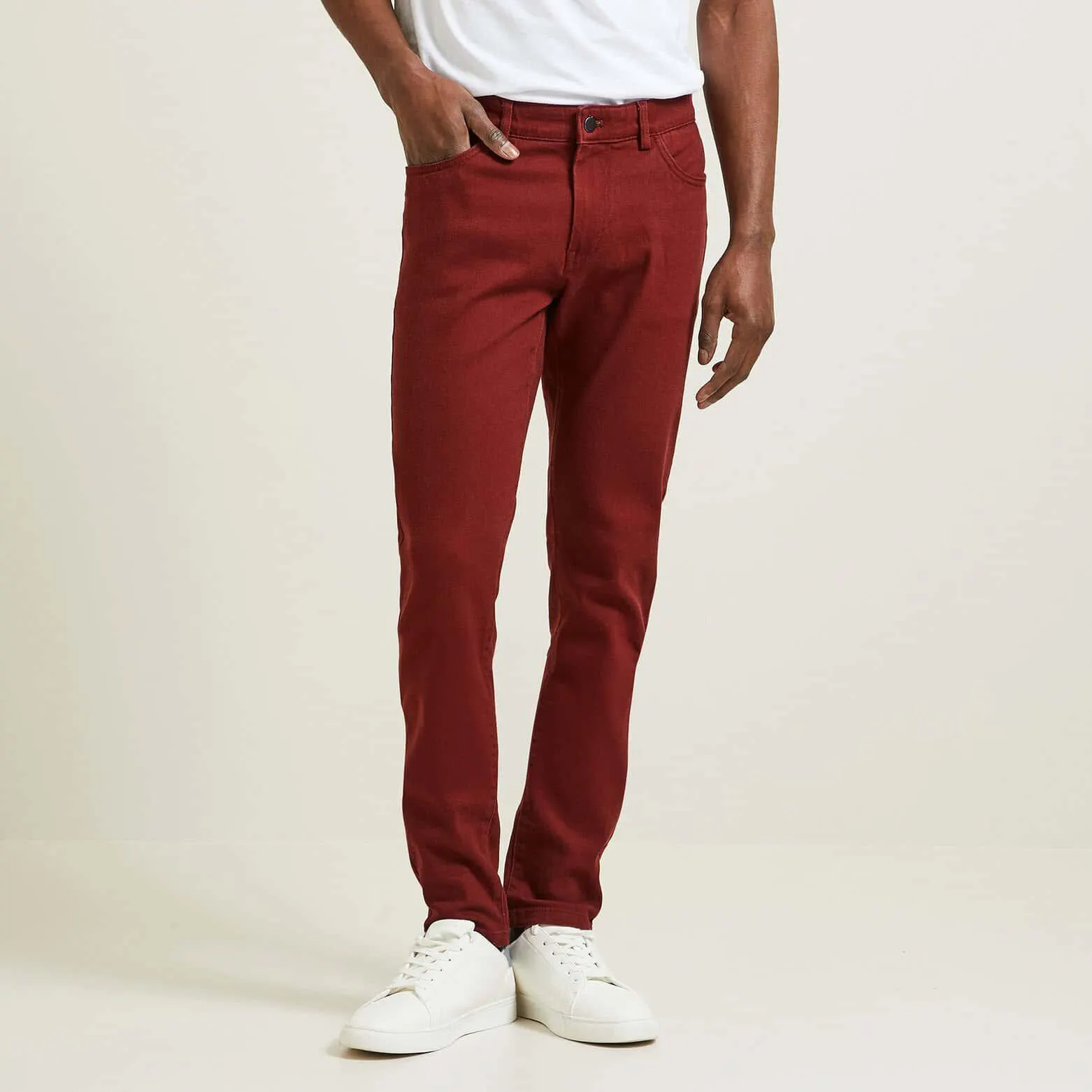 Pantalon slim cinq poches - Bordeaux