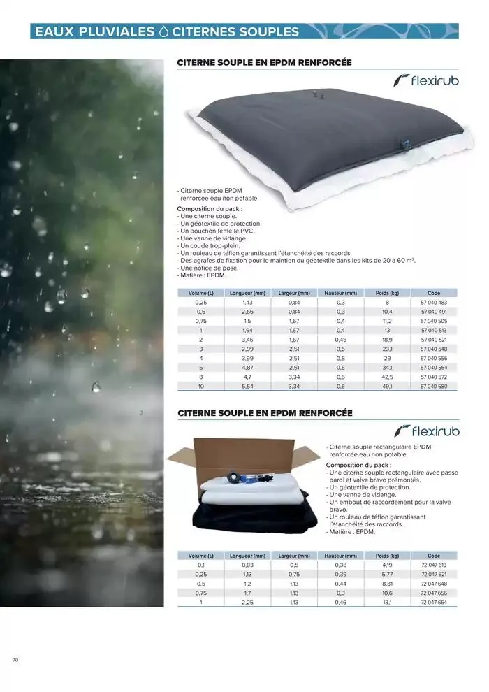 ASSAINISSEMENT NON COLLECTIF ET GESTION DES EAUX PLUVIALES du 4 mars au 31 décembre 2025 - Catalogue page 70