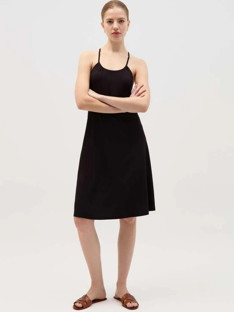 Short dress with spaghetti straps Noir