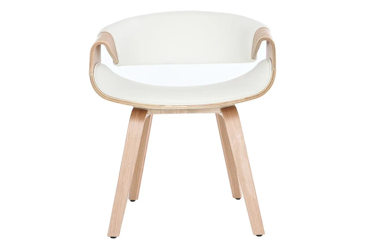 Chaise design blanc et bois clair ARAMIS