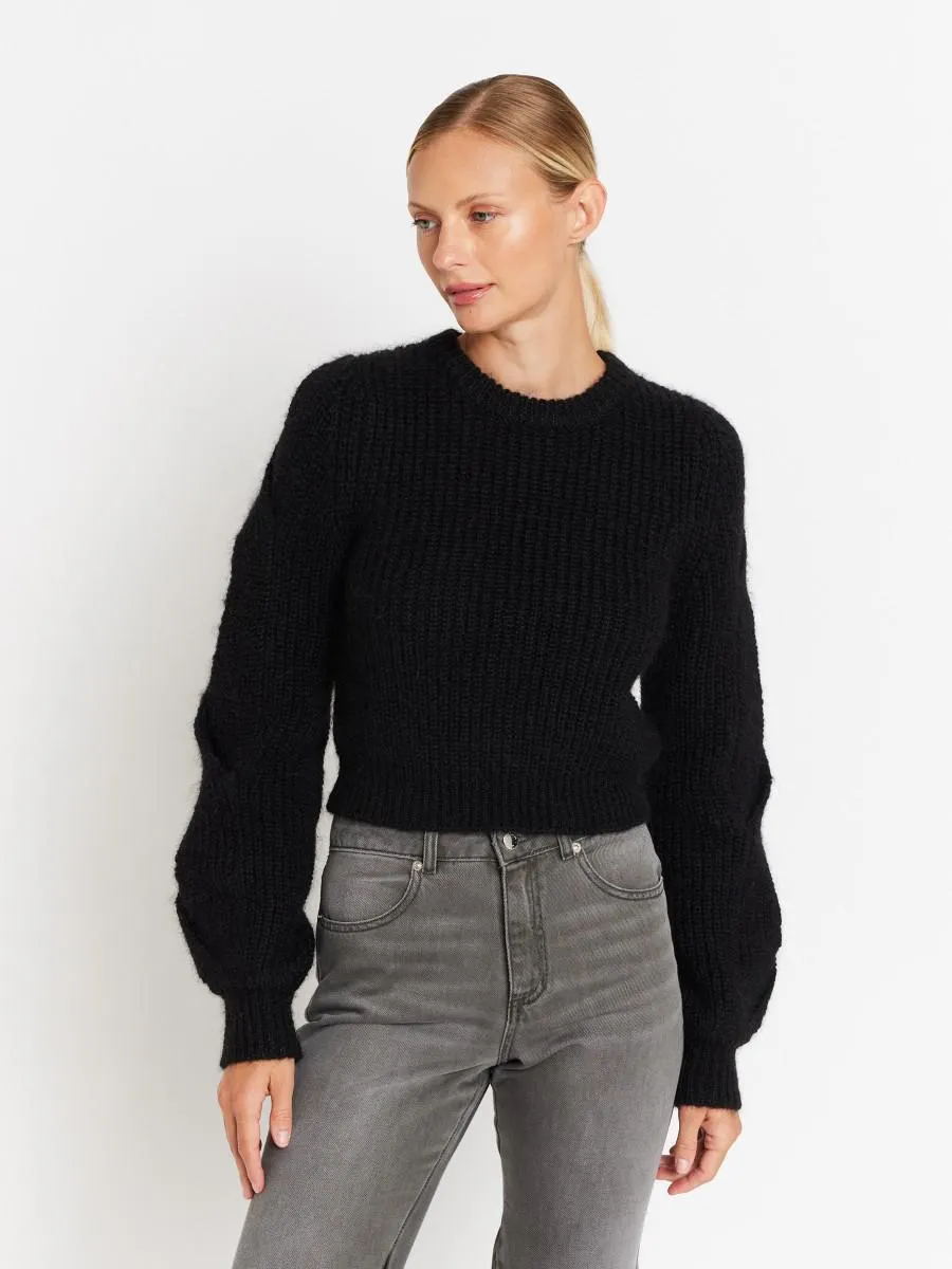 AFLORINE | Pull noir manches tressées