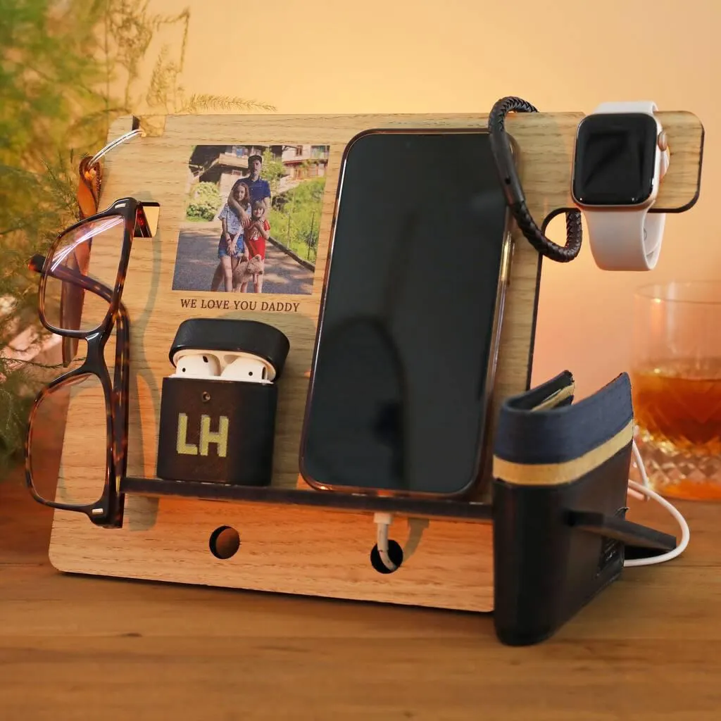 Personalised Wooden Accessory Stand With Photo