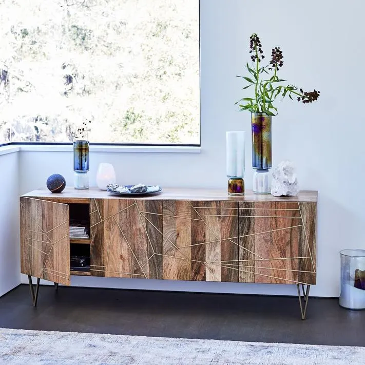 Roar & Rabbit™ Brass Geo Inlay Media Console (68")