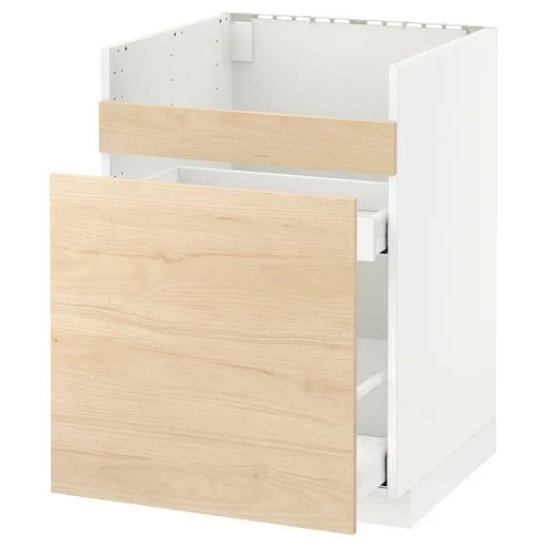 Pöytäkp HAVSEN-alt/3 etusarj/2 laat, valkoinen Maximera/Askersund vaalea saarnikuvio,