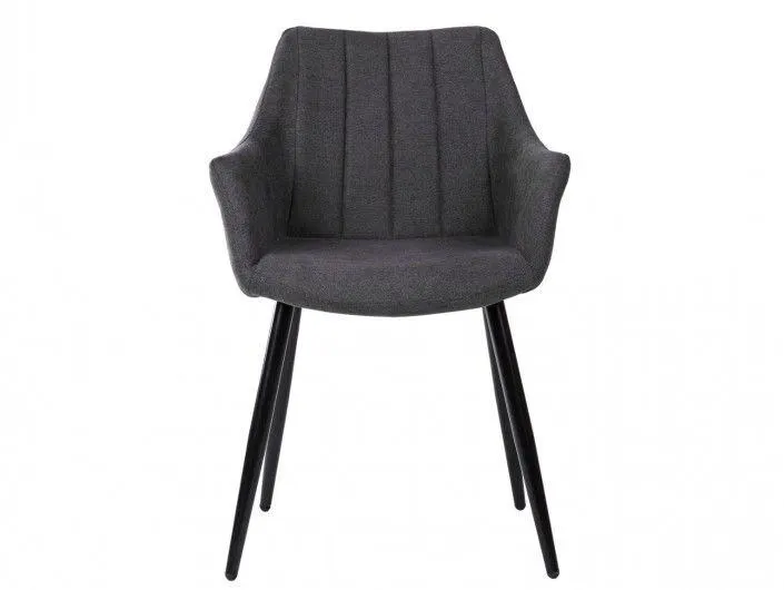 Pack 2 sillones de comedor tapizado gris oscuro y patas metálicas