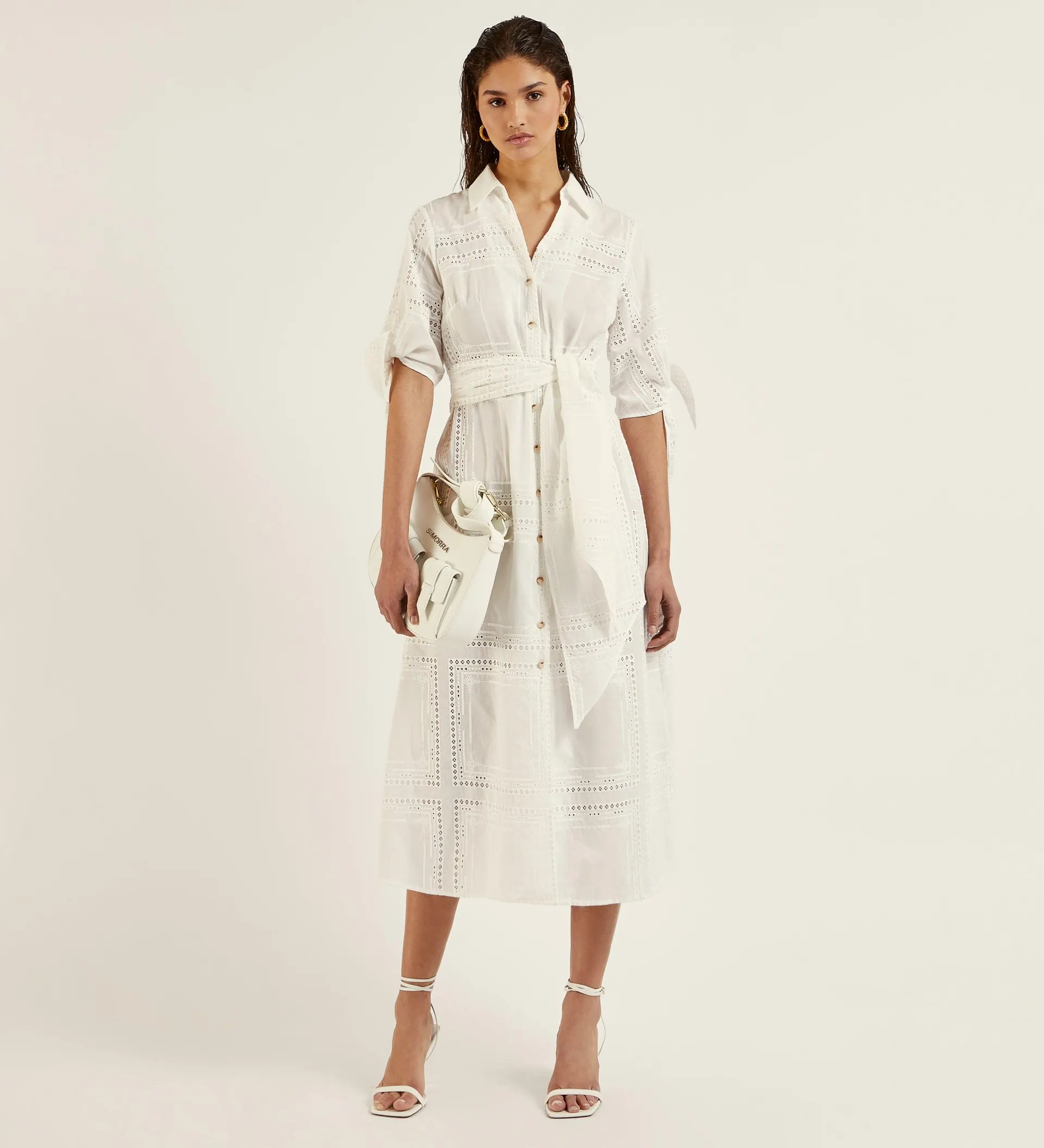 Vestido camisero algodon bordado