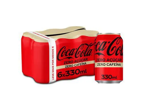 refrigerante com gás coca-cola zero cafeína e zero açúcar 6x0.33l