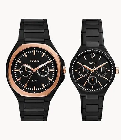 Relojes multifunción para él y para ella de acero inoxidable en color negro