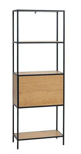 Shelving unit TRAPPEDAL 2 drw oak/black
