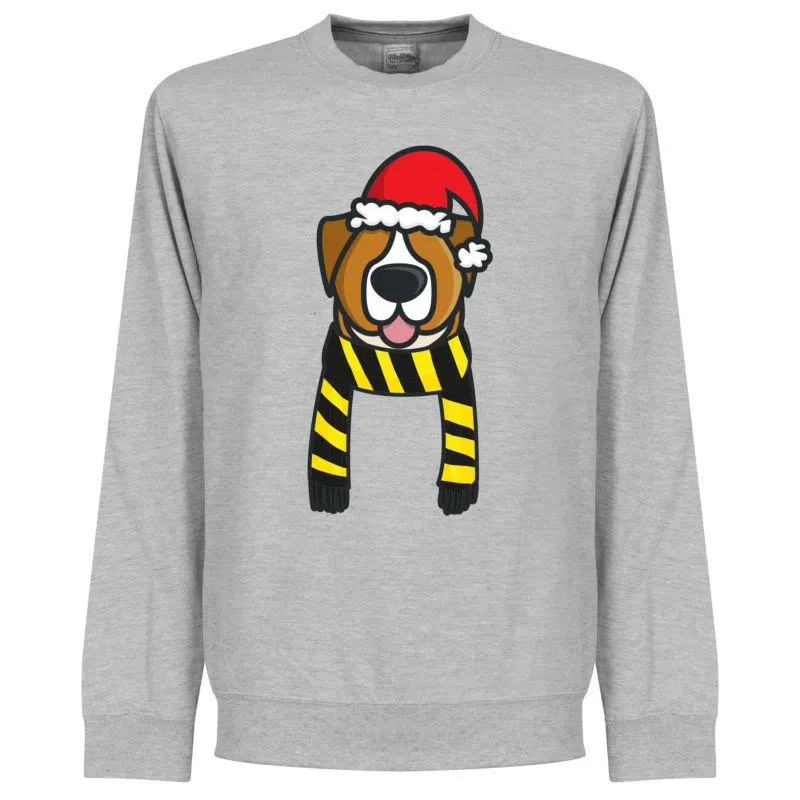 Christmas Dog Supporter KIDS Sweatshirt - Grey (Black/Yellow Scarf)