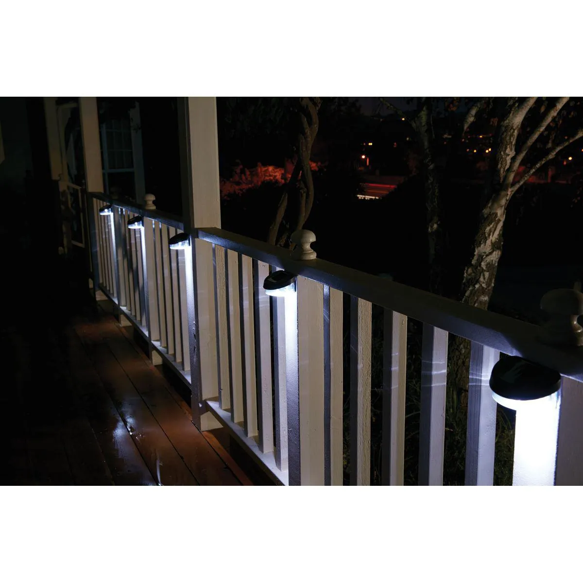 Solar LED Brown Finish Fence Lights, 4 Pack