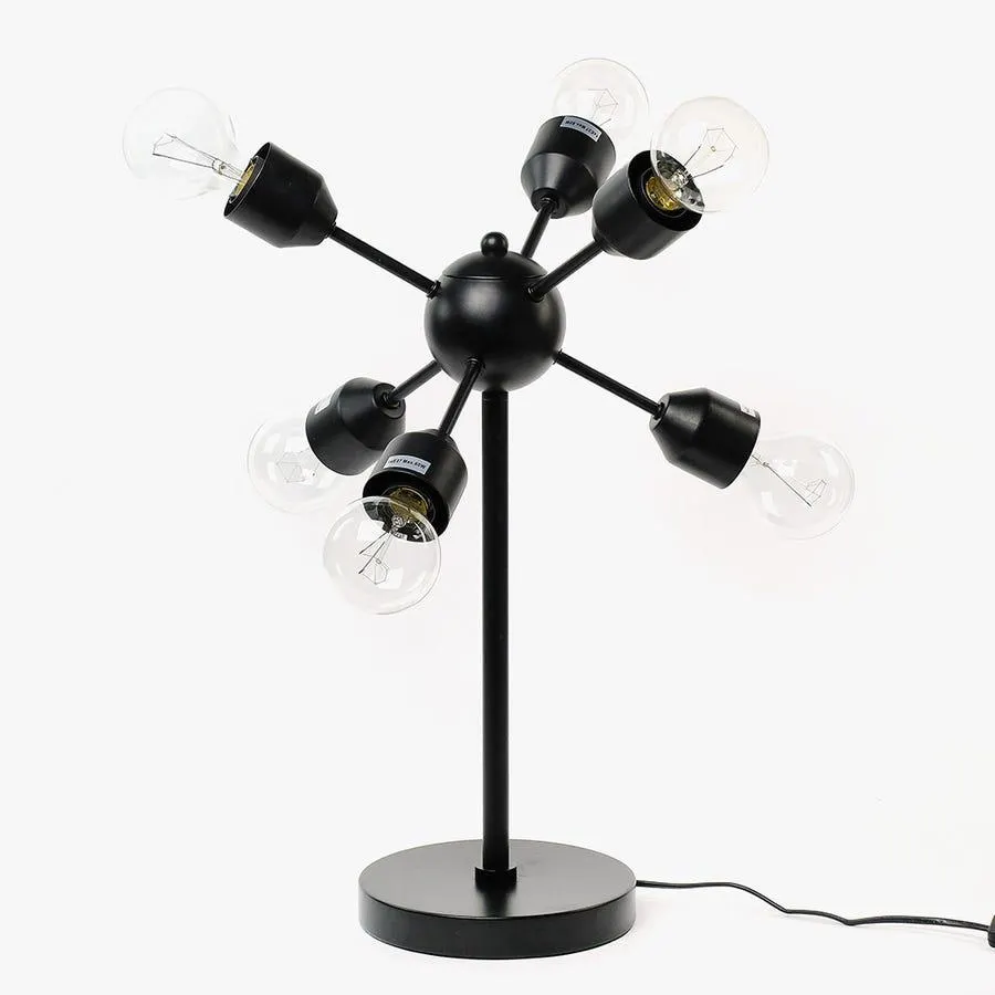 Candeeiro de mesa retro preto 6 luzes