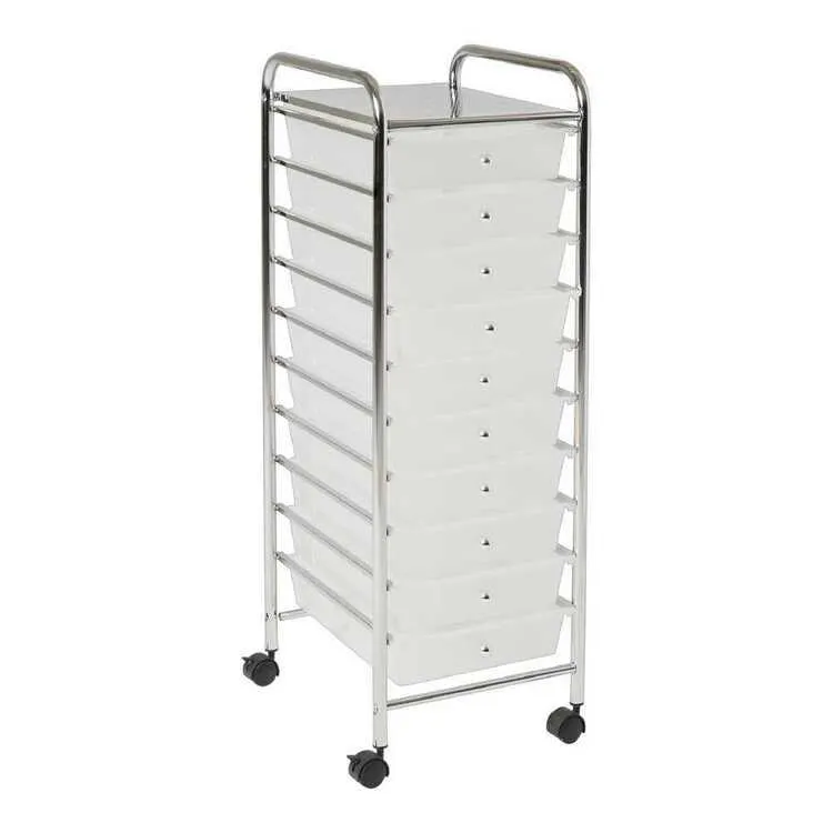 Recollections 10 Drawer Rolling Organiser Opaque White