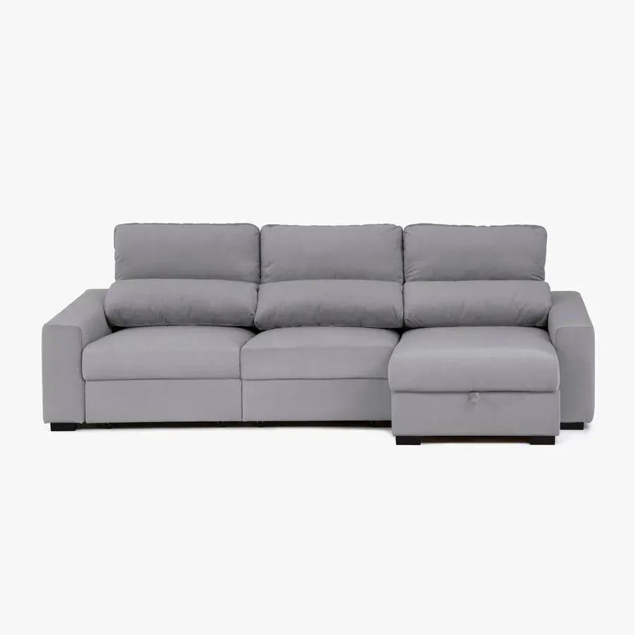 Sofá com Chaise Longue Cinza RUFFALO
