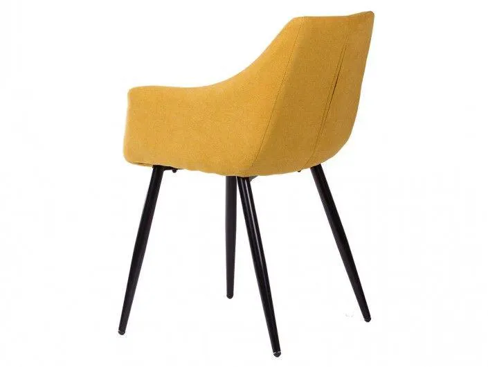 Pack 2 sillones de comedor tapizado mostaza y patas metálicas