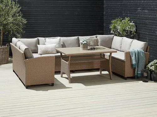 Set lounge ULLEHUSE 9 posti con vano contenitore naturale