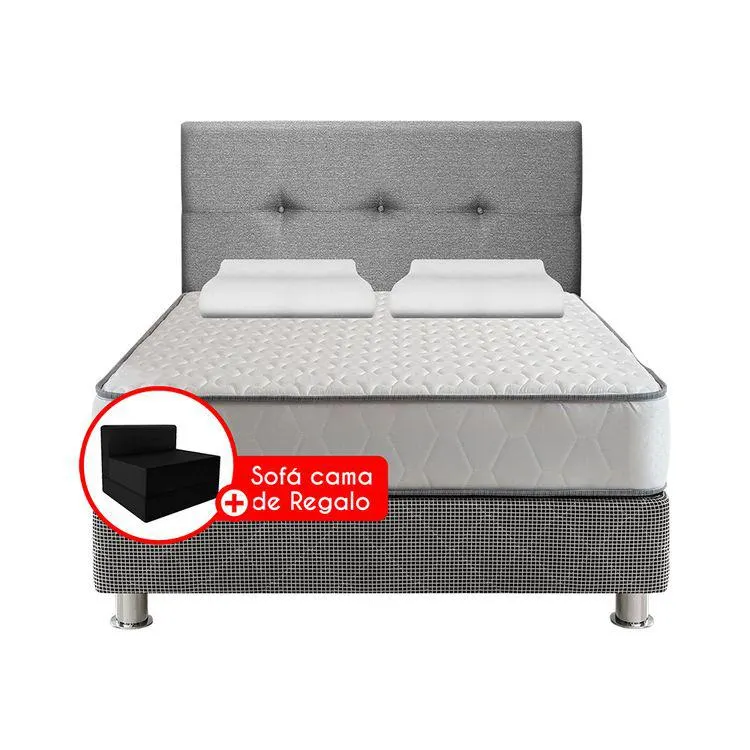 Box Tarima 2 Plazas Forli Elegant + Cabecera + Sofá Cama + Almohadas