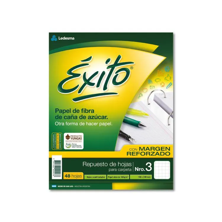 REPUESTO ESCOLAR ÉXITO N°3 48 HOJAS CUADRICULADO