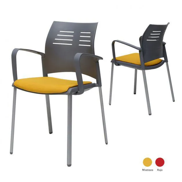 SPACIO - 4 patas con brazos y asiento tapizado