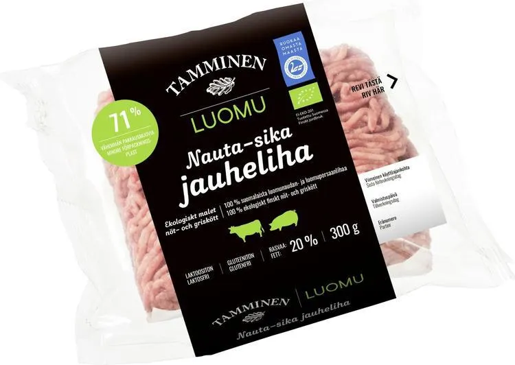 Tamminen luomu nauta-sikajauheliha 20% 300g