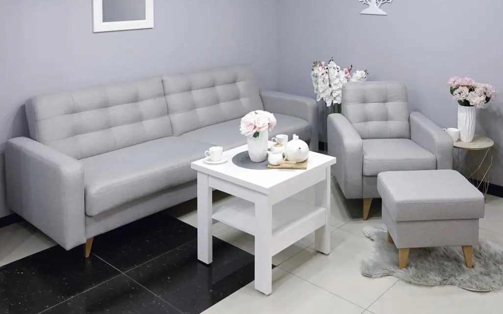 Zestaw Sewilla (Elegantis jasny szary) ze stolikiem - aranżacja