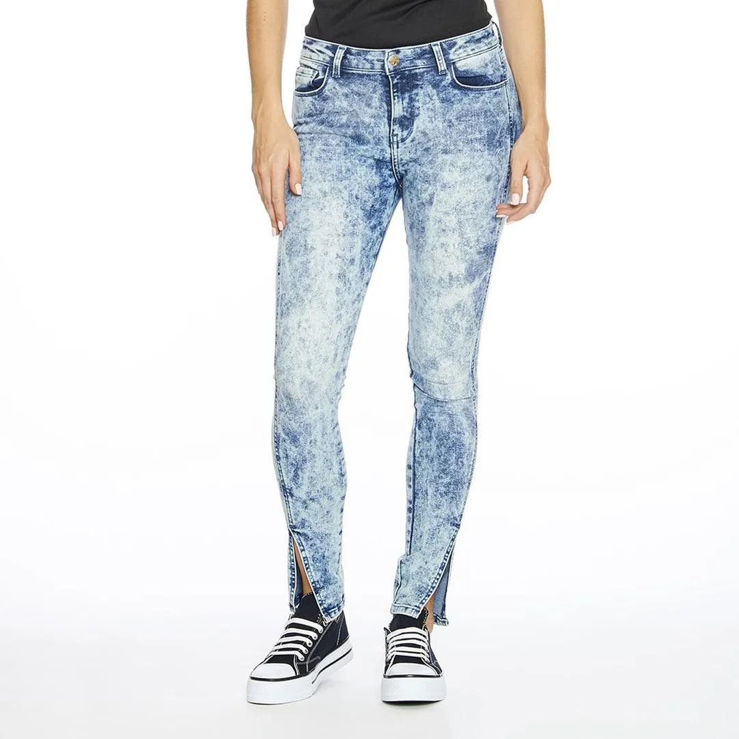 Jeans Para Mujer Tobillos Abiertos Deslavado Ajustados