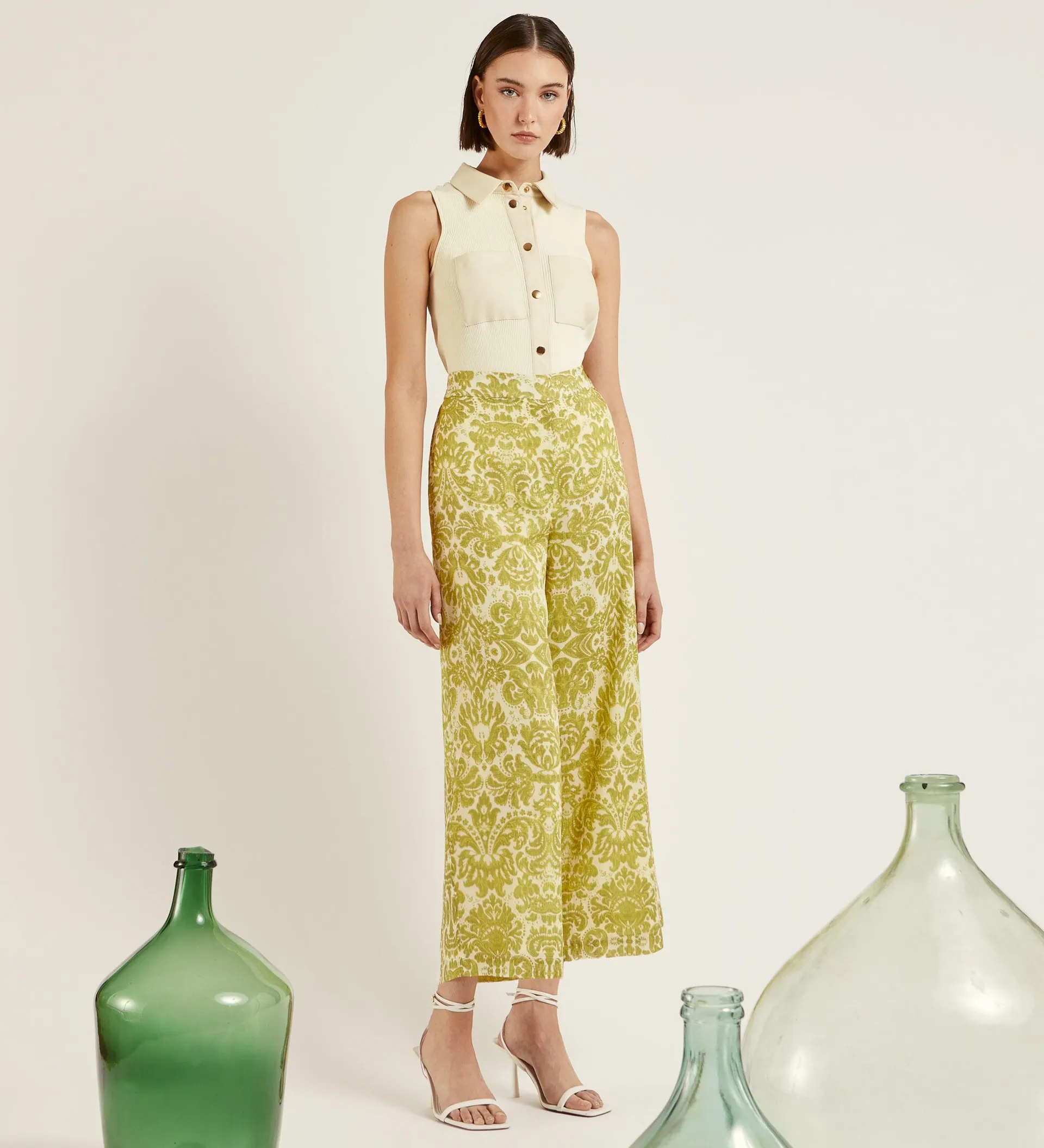 Pantalón crop estampado